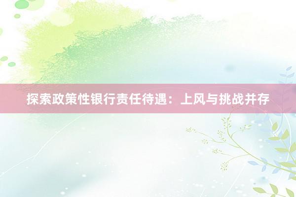 探索政策性银行责任待遇:上风与挑战并存